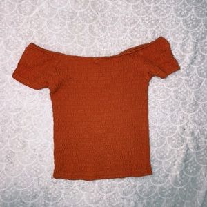 Orange off the shoulder crop top